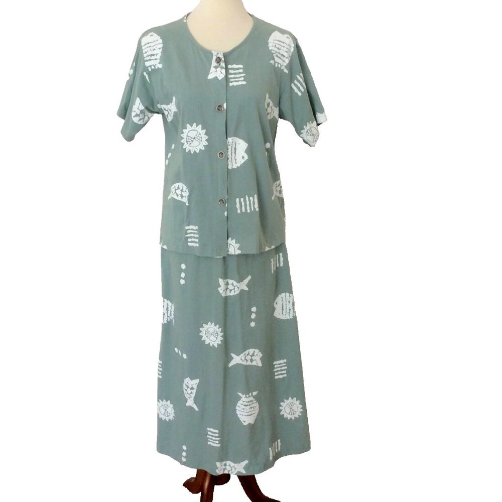 Easy Apparel Seafoam Green Medium Beachy Maxi Skirt & Jacket